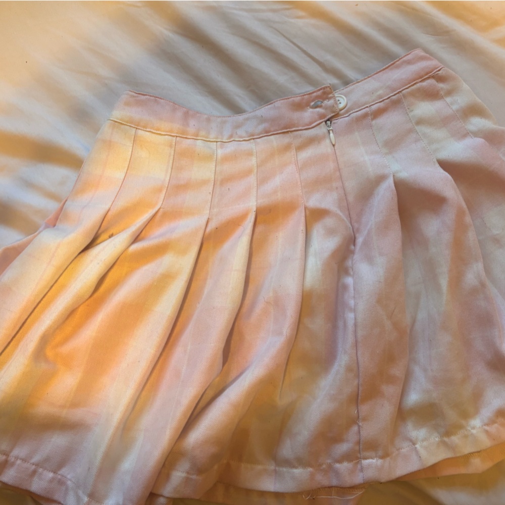 Ardene Pink and white Mini Skater Skirt with Pleats